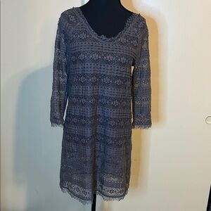 Joie Lace Long Sleeve Dress in Gray